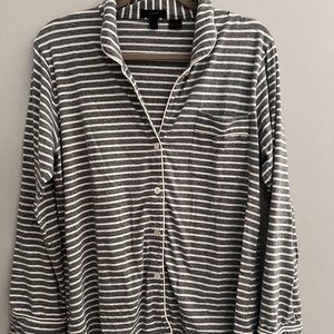 JCREW Dreamy Cotton Pajama Set in Heather Gray/White Stripe